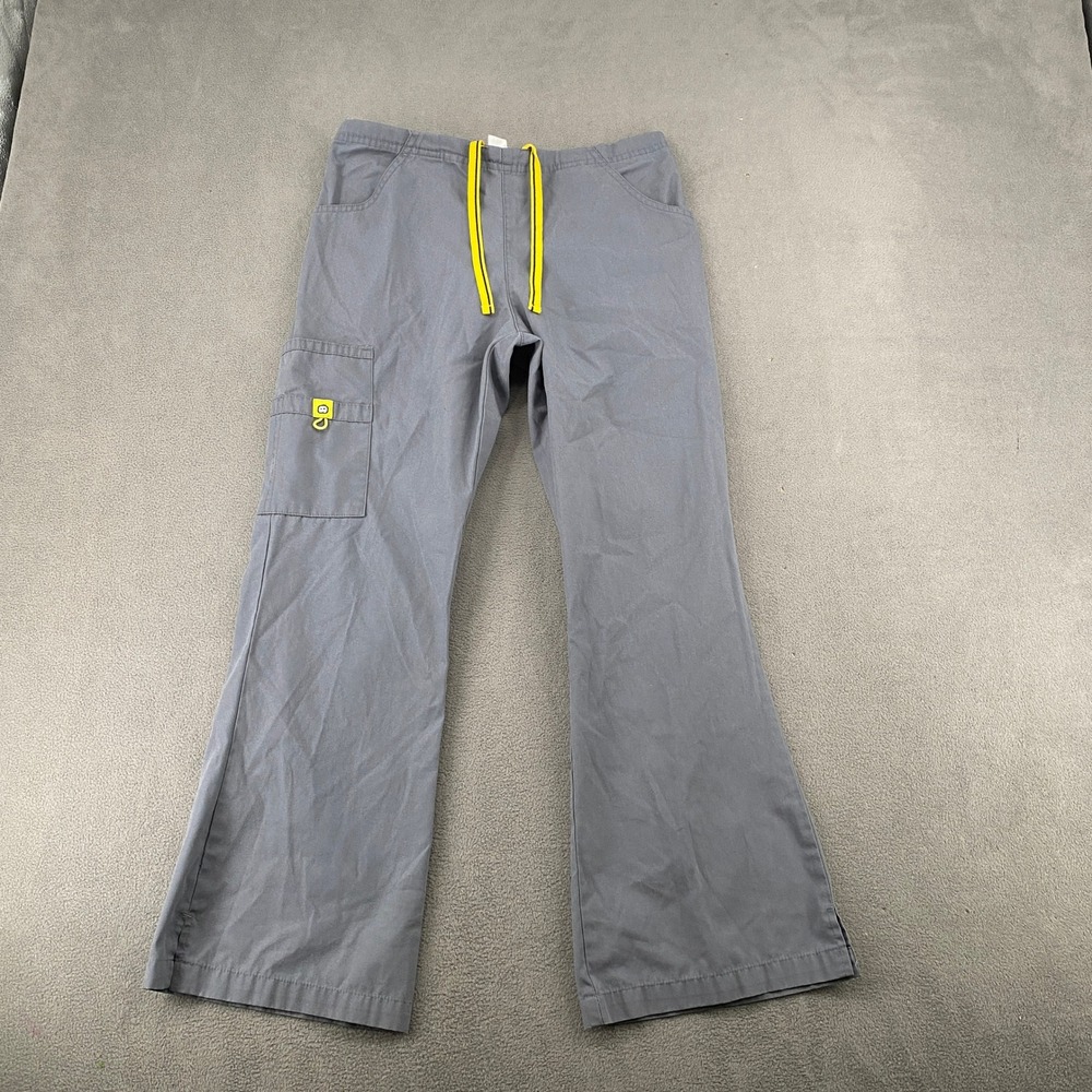 Koi Happiness Scrub Pants Womens Small Petite Gray Cargo Drawstring 5026P
